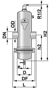 Сепаратор микропузырьков и шлама Spirocombi /разъемный корпус/сварка/ сталь 37, артикул BD125F (Spirovent)