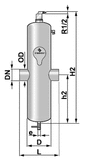 Сепаратор микропузырьков и шлама Spirocombi Hi-flow /сварка/ сталь 37, артикул HC125L (Spirovent)